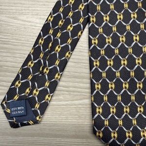 Today’s Man 100% silk neck tie navy with silver and Gold chain link